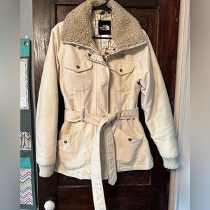 The North Face cream coat size L